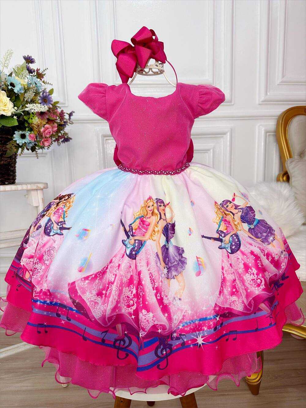 Da Barbie Rosa Vestido De Festa Rosa Pink Infantil Festa Barbie