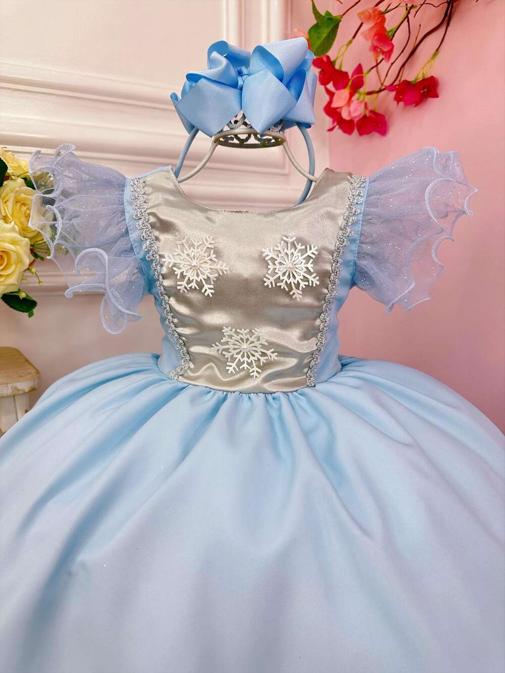 Vestido Infantil Princesas Frozen Elsa e Anna C/ Capa