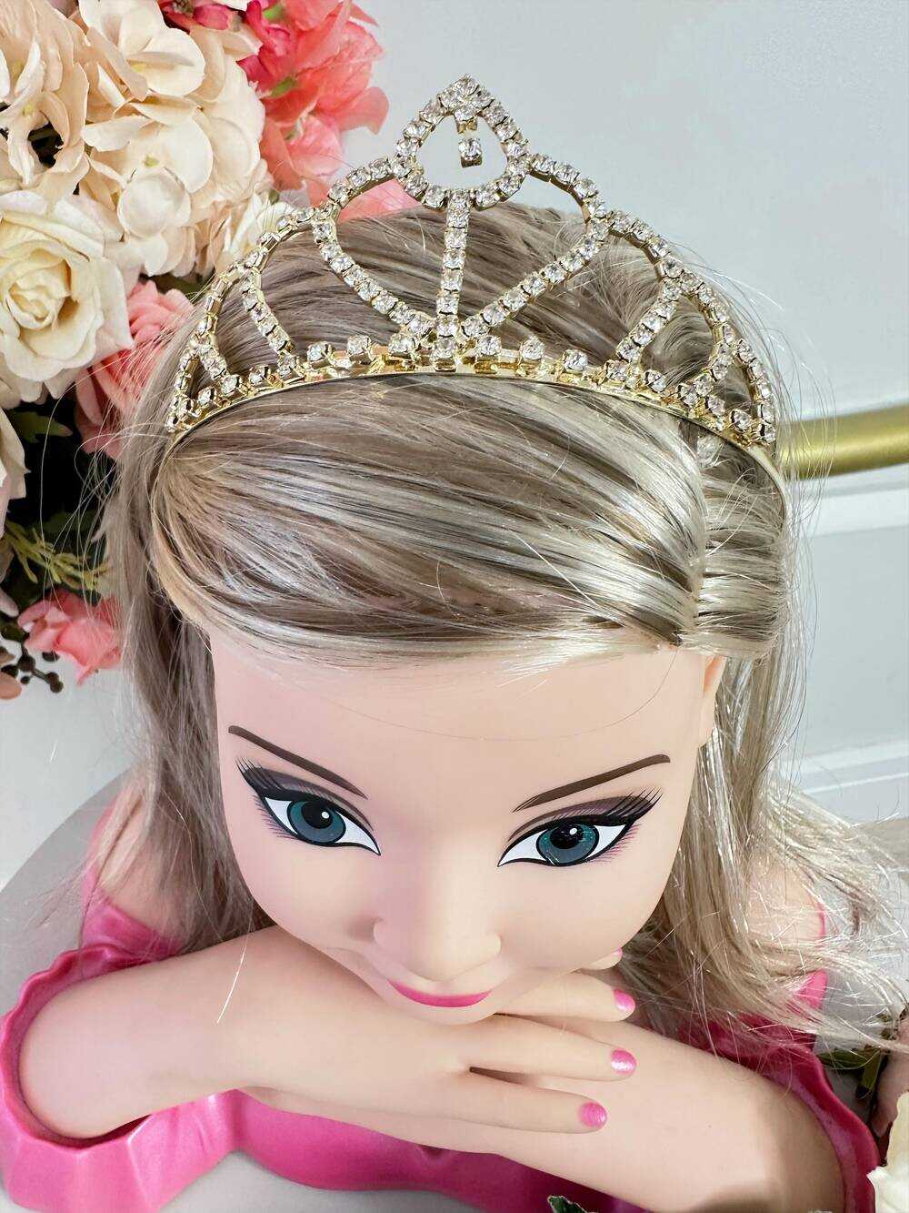 Coroa Infantil Realeza Coração C/ Pingente Prata e Dourada