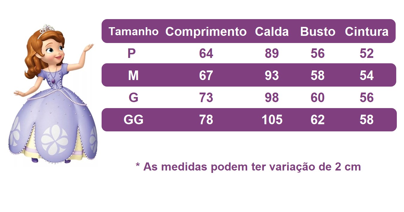 Fantasia Infantil Princesa Sofia com Tiara e Luva Festa
