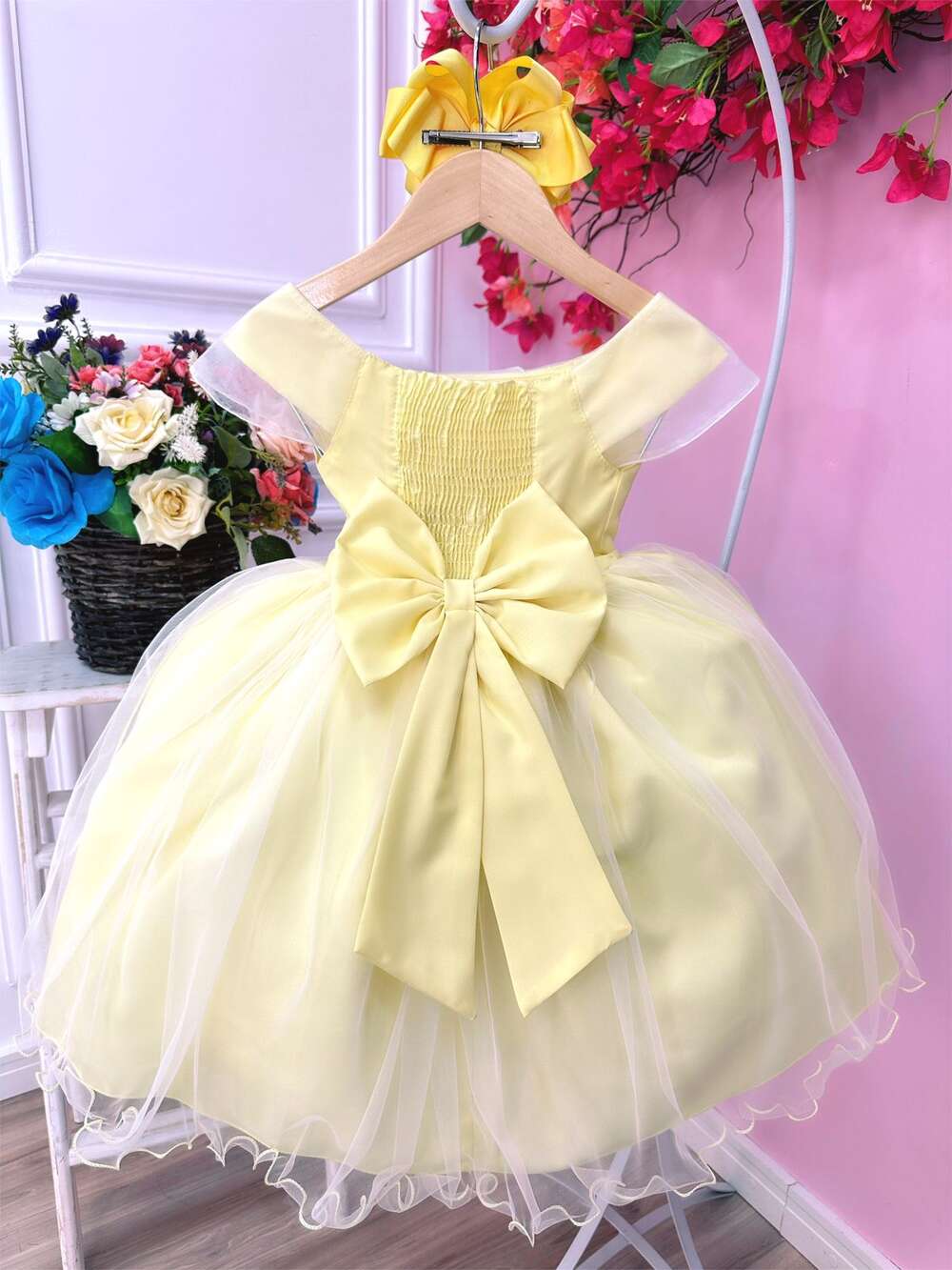 Vestido Infantil Princesa Bela e a Fera C/ Busto Trançado