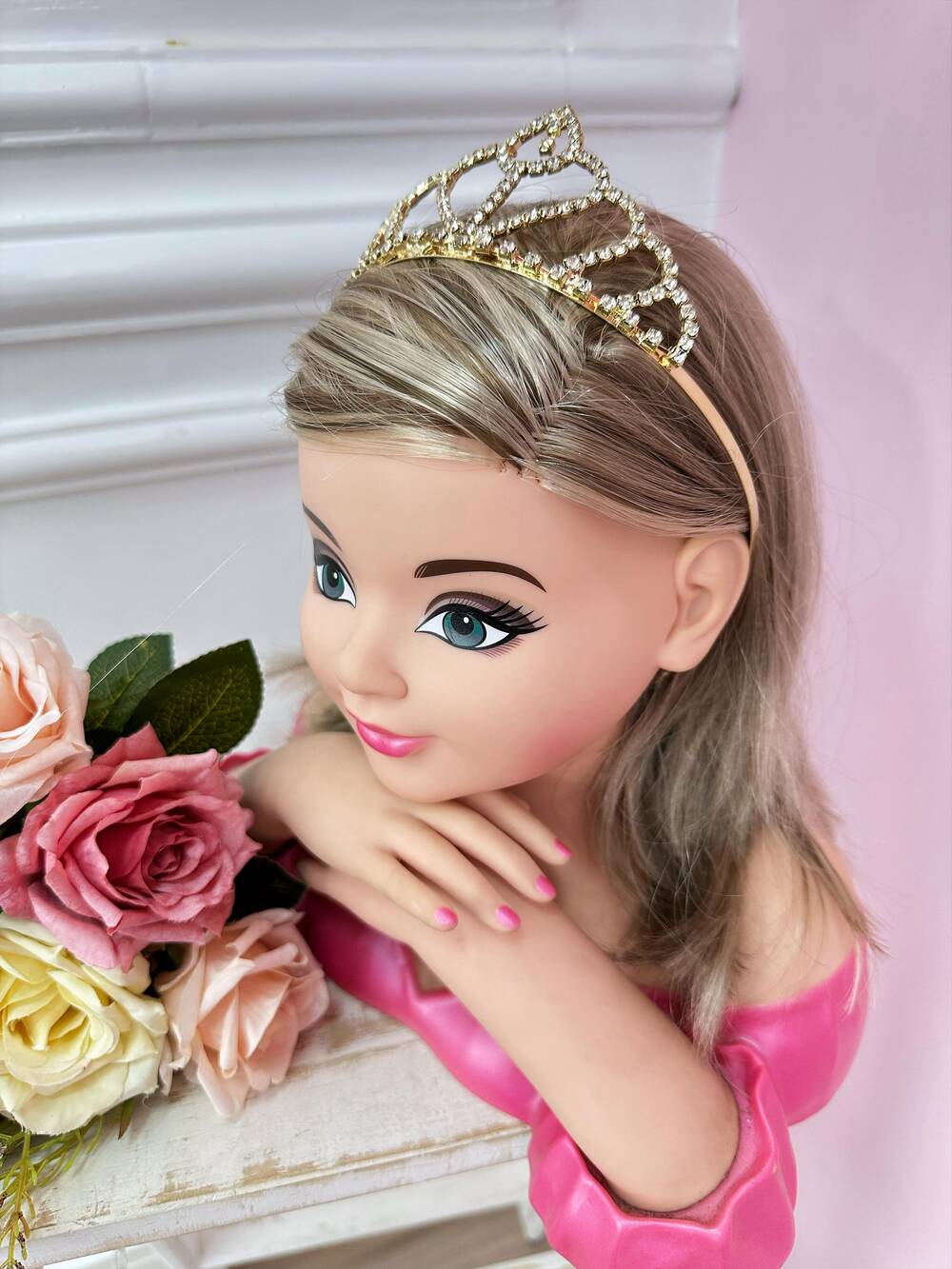 Coroa Infantil Realeza Coração C/ Pingente Prata e Dourada