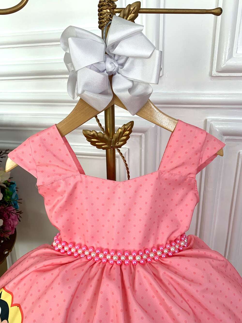 Vestido Infantil Magali Rosa Chiclete Flores Festa Luxo