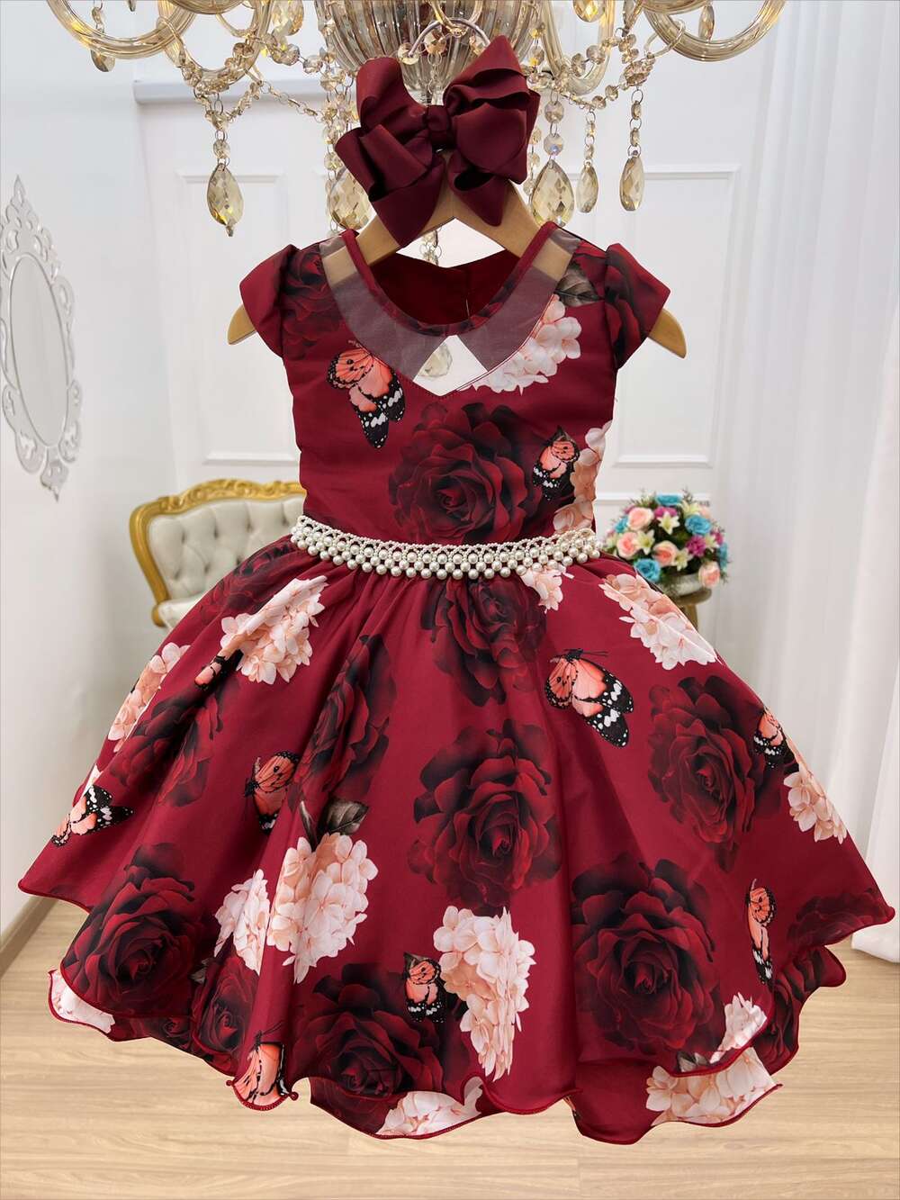 Vestido Infantil Marsala Dama De Honra Aniversário Casamento