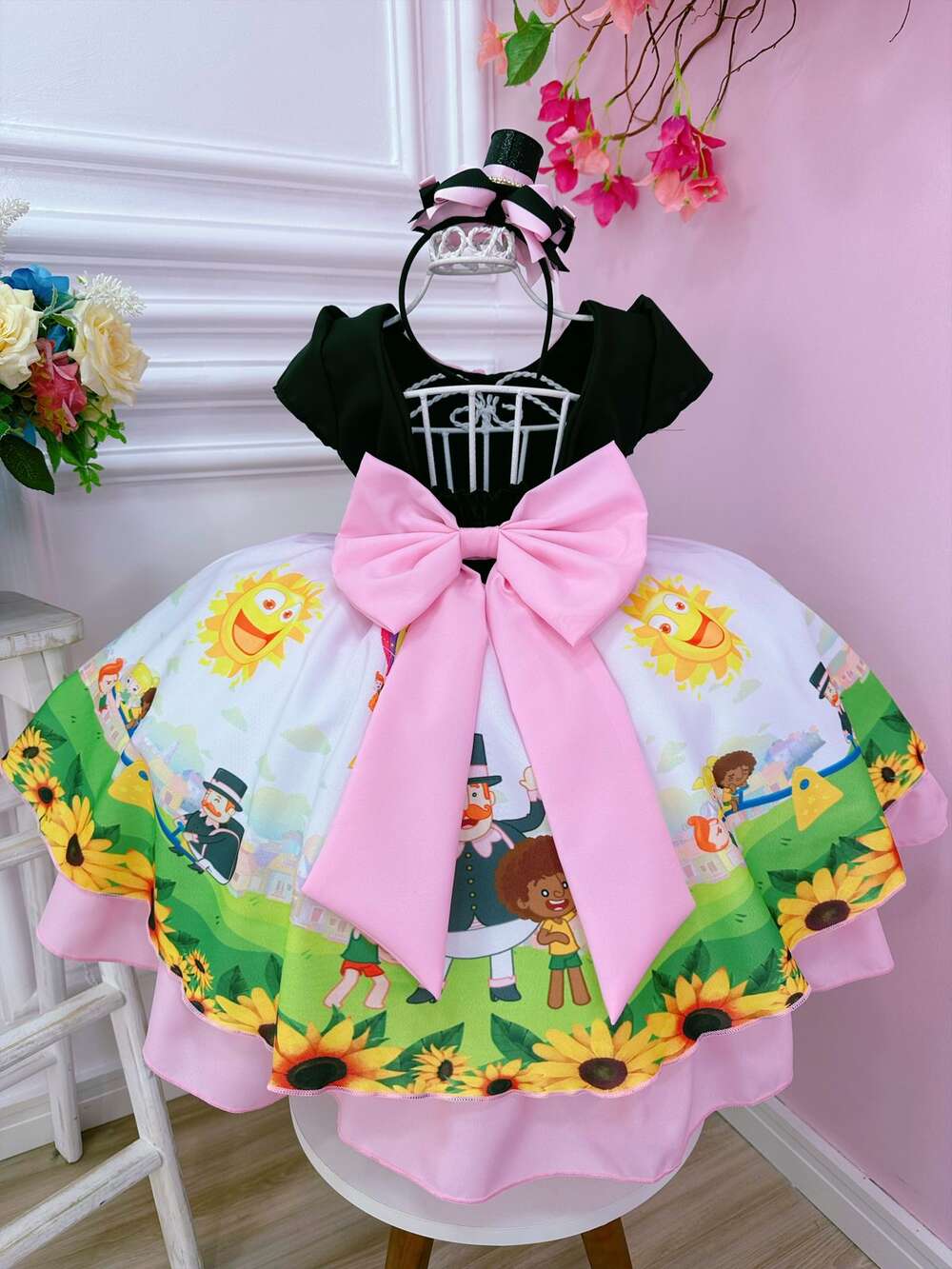 Vestido Infantil Mundo Bita Fazendinha Festas Luxo