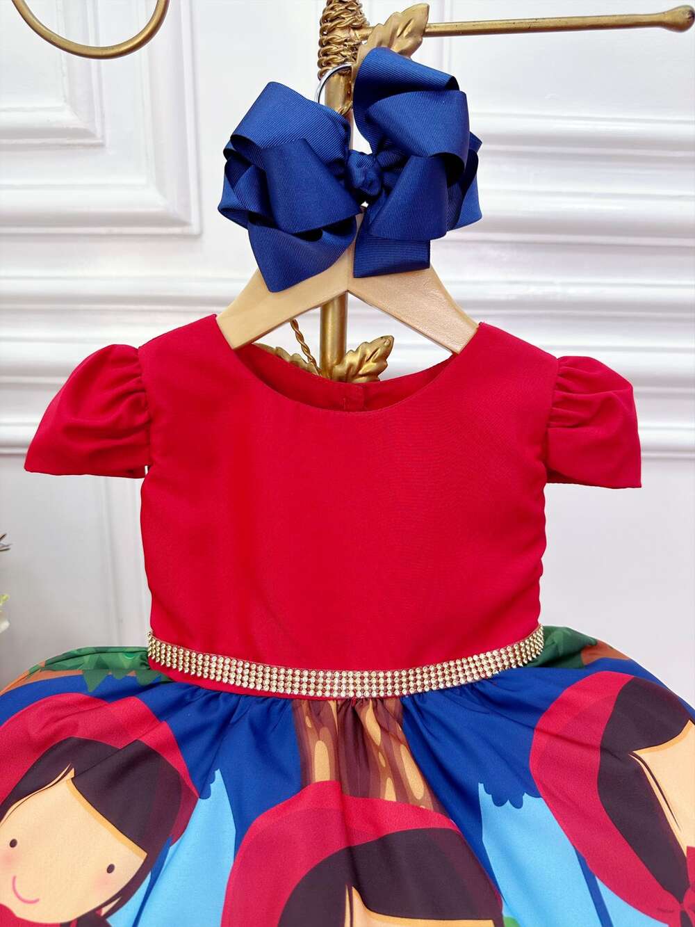 Vestido Infantil Chapeuzinho Vermelho Floral com Capuz