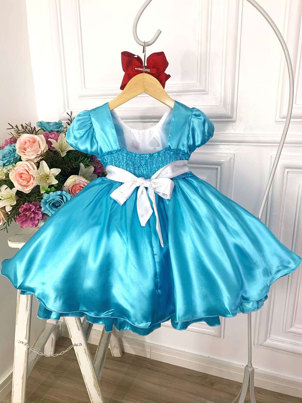 Vestido Infantil Alice no Pais das Maravilhas Festa Luxo