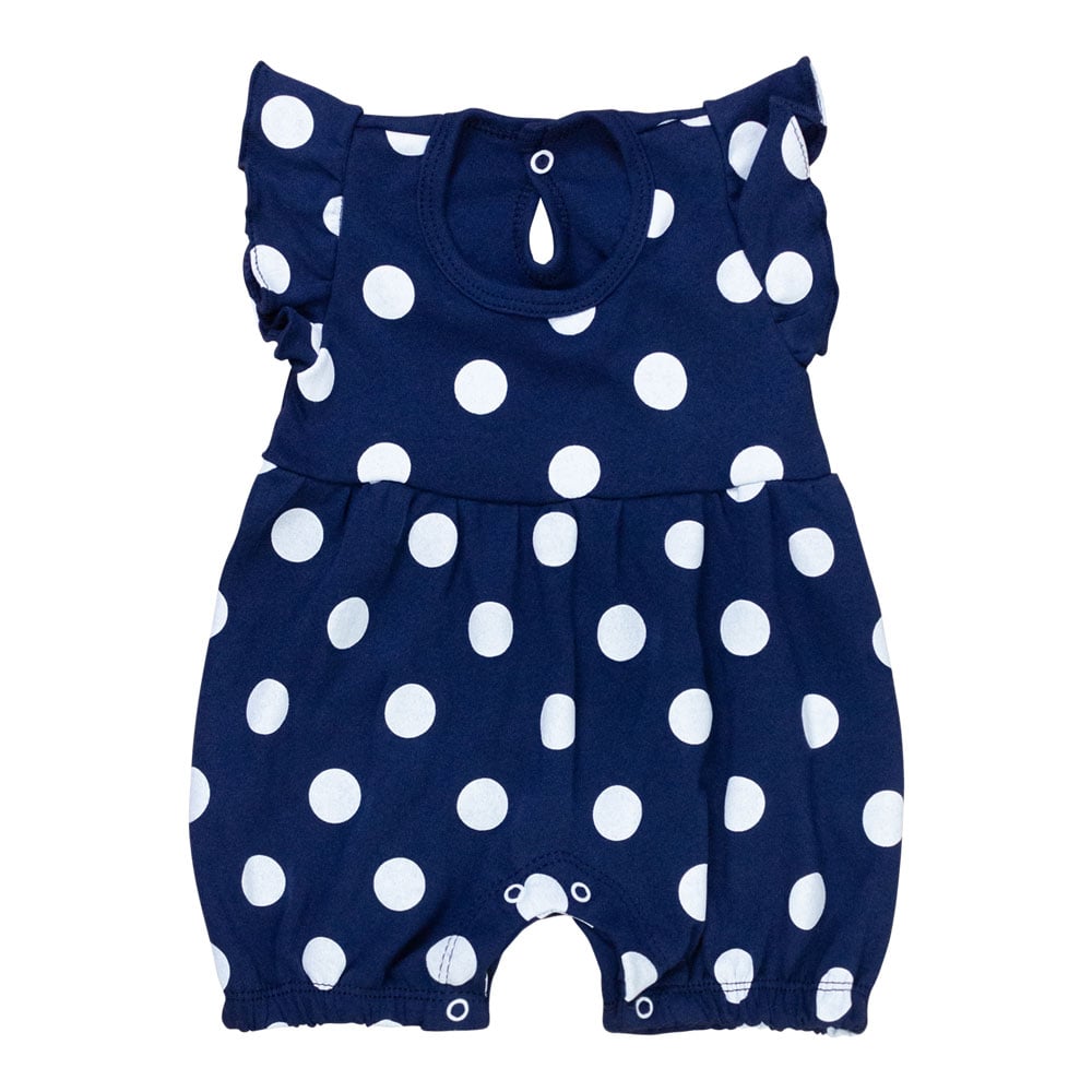 Macacão Bebê Azul Marinho Babado Poá - Conforto Para Meninas