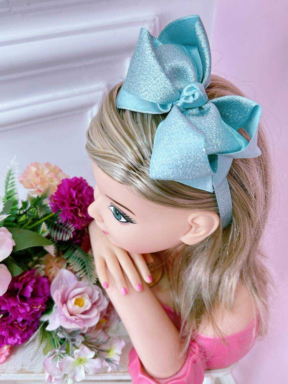 Tiara Infantil Verde Tiffany Maxxi Nó Lurex Glitter