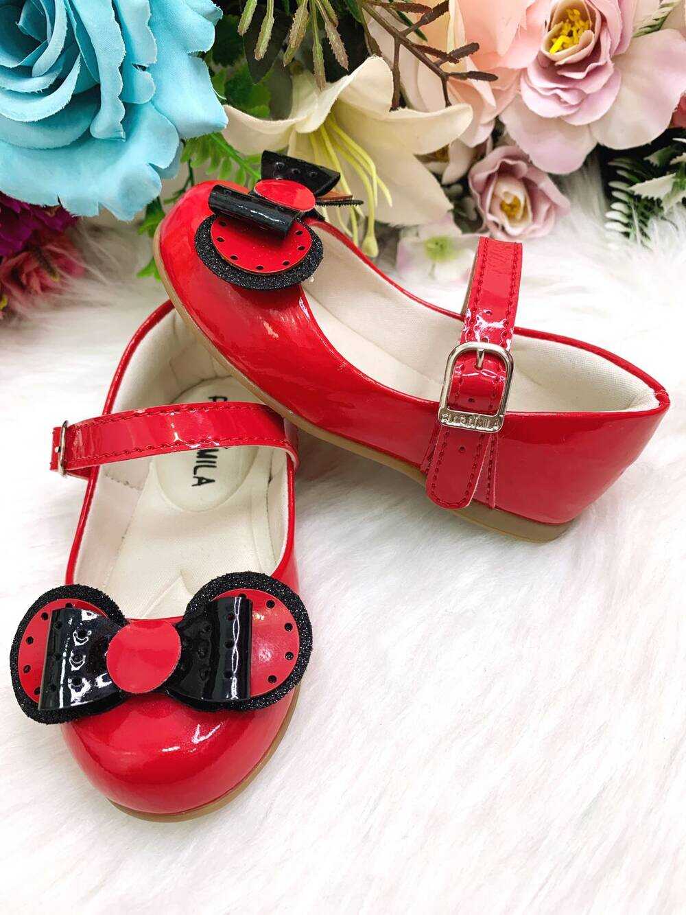 Sapatinho Vermelho Com Lacinho da Minnie Super Luxo