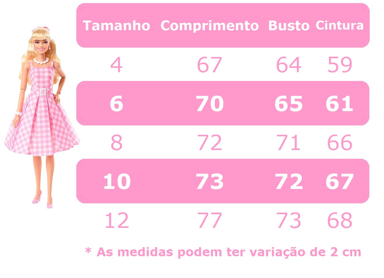 Vestido Infantil Barbie Xadrez Rosa Bebê Com Laço