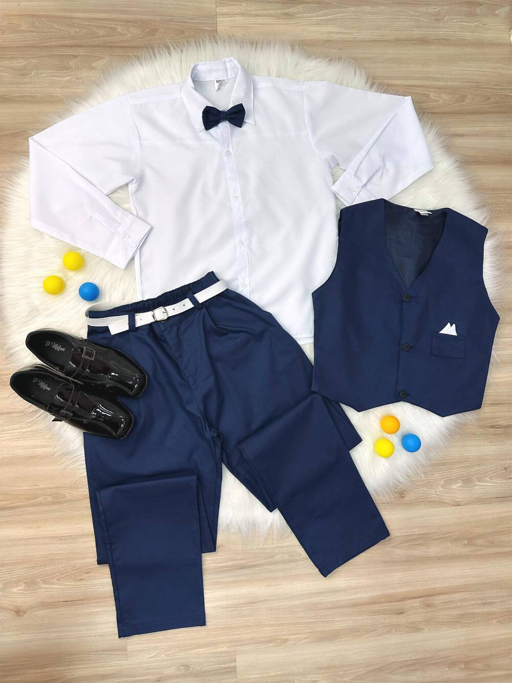 Conjunto Social Calça Colete Azul Marinho e Camisa Branca