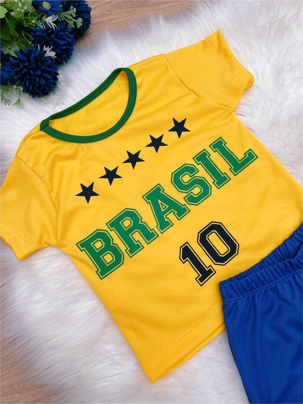 Conjunto Meninos Seleção Brasileira Amarelo e Azul