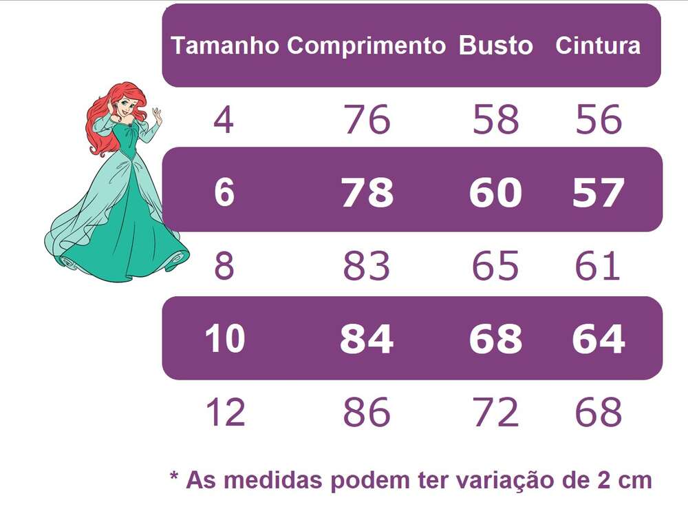 Vestido Infantil Ariel Princesa C/ Renda e Cinto de Pérolas