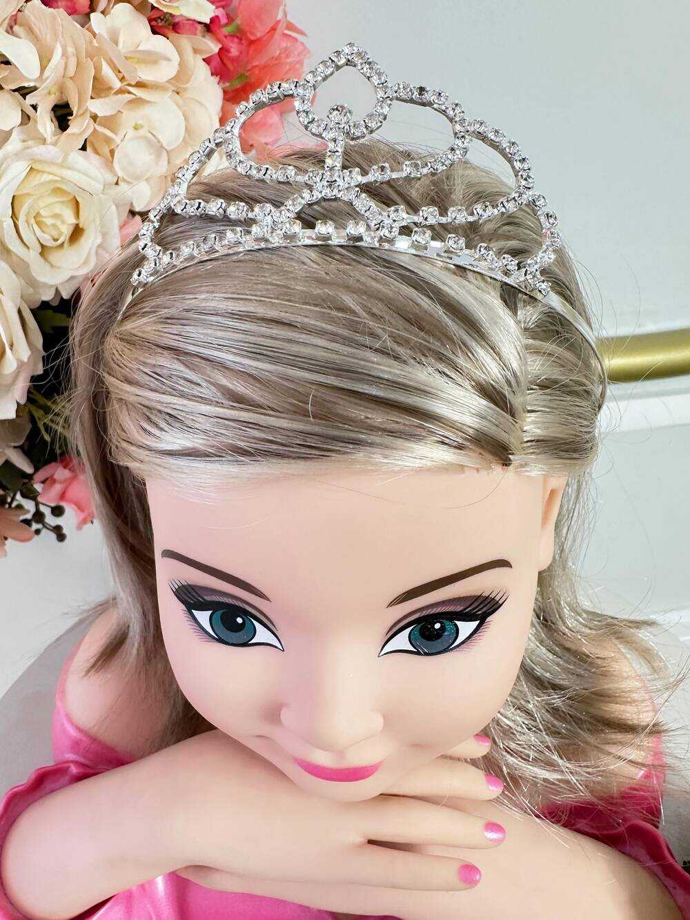 Coroa Infantil Realeza Coração Prata e Dourada Super Luxo