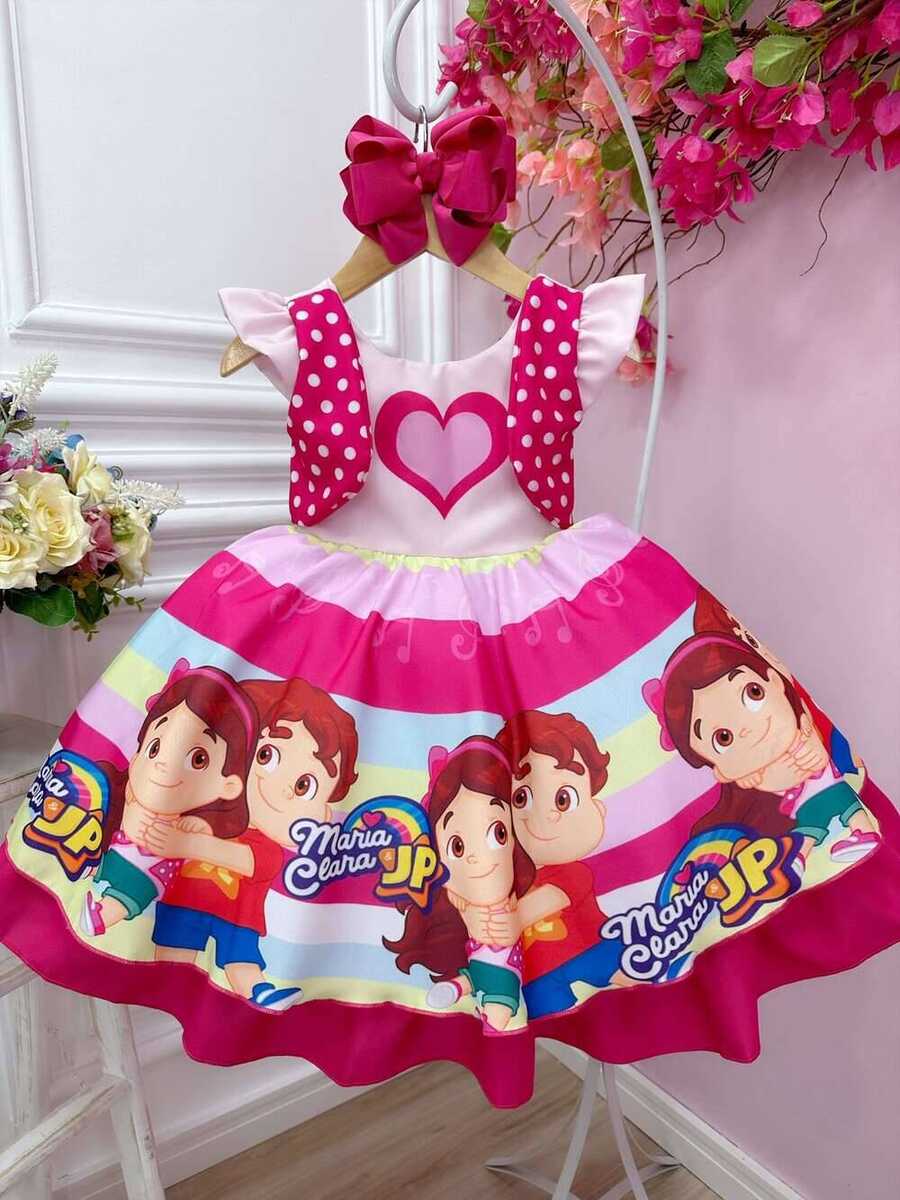 Vestido Infantil Rosa Maria Clara e JP Luxo