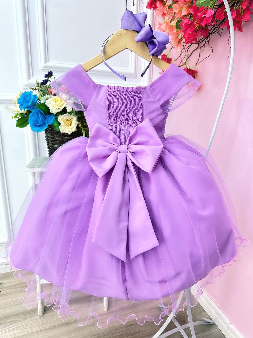 Vestido Infantil Princesa Sofia Rapunzel C/ Busto Trançado