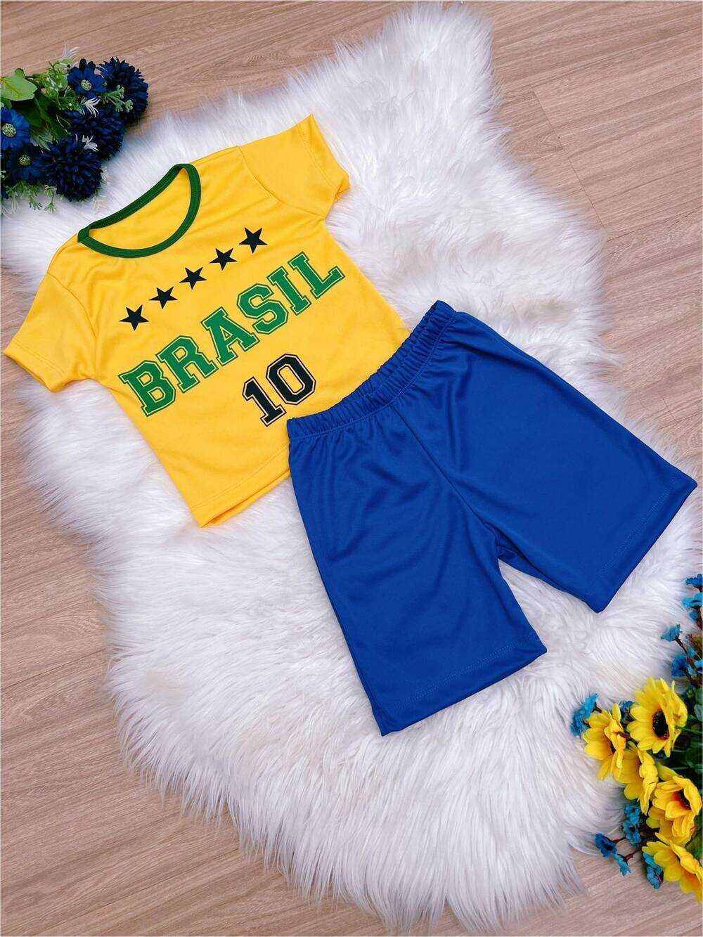 Conjunto Meninos Seleção Brasileira Amarelo e Azul