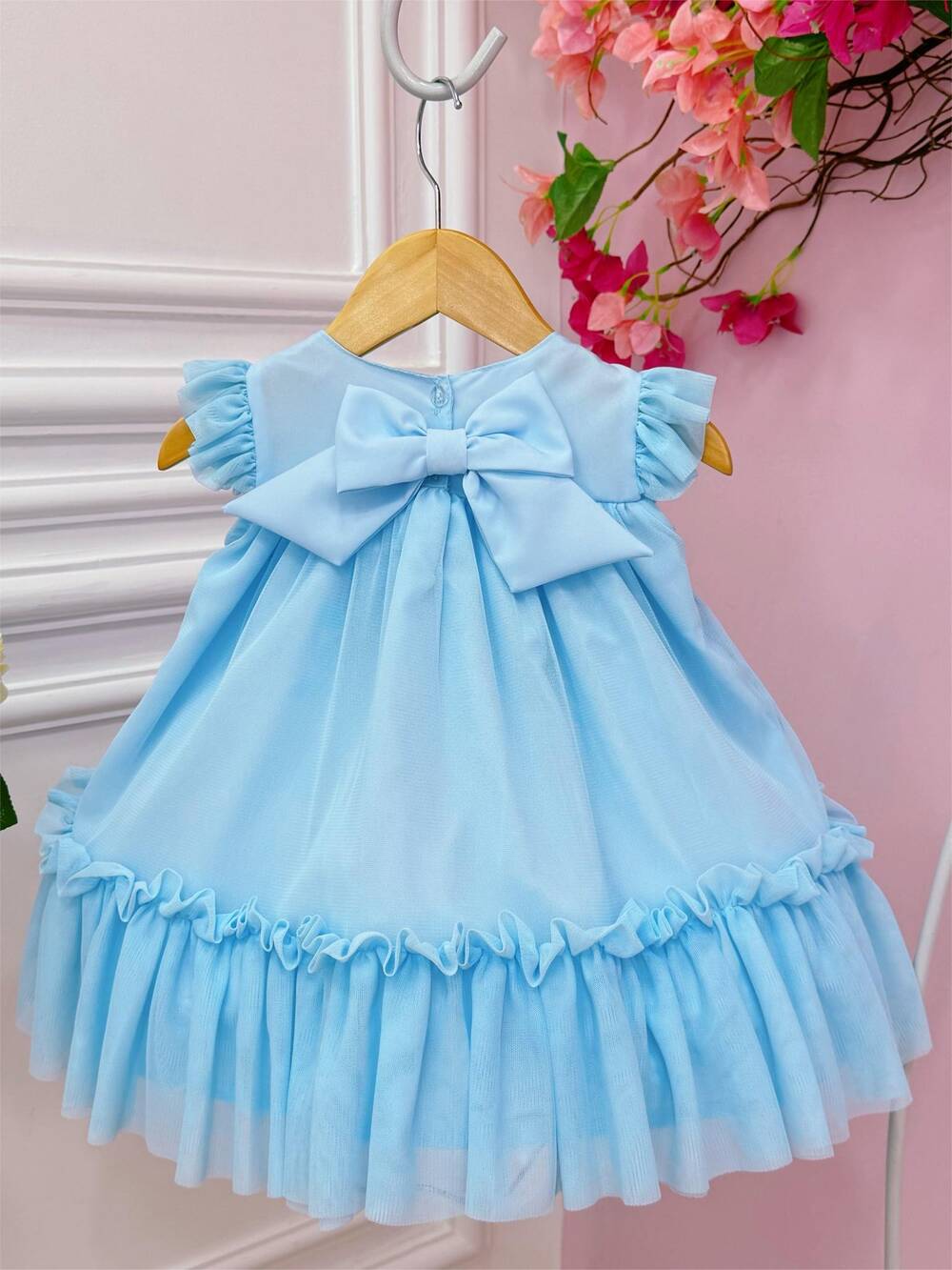 Vestido Infantil Bebê Azul Bebê Jardim Encantado Luxo