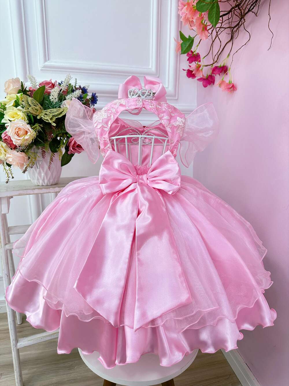 Vestido Infantil Princesas Bela Adormecida Aurora C/ Renda