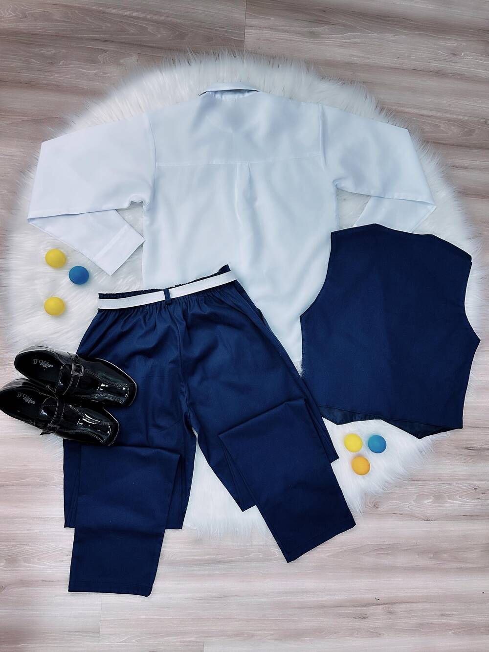 Conjunto Social Calça Colete Azul Marinho e Camisa Branca