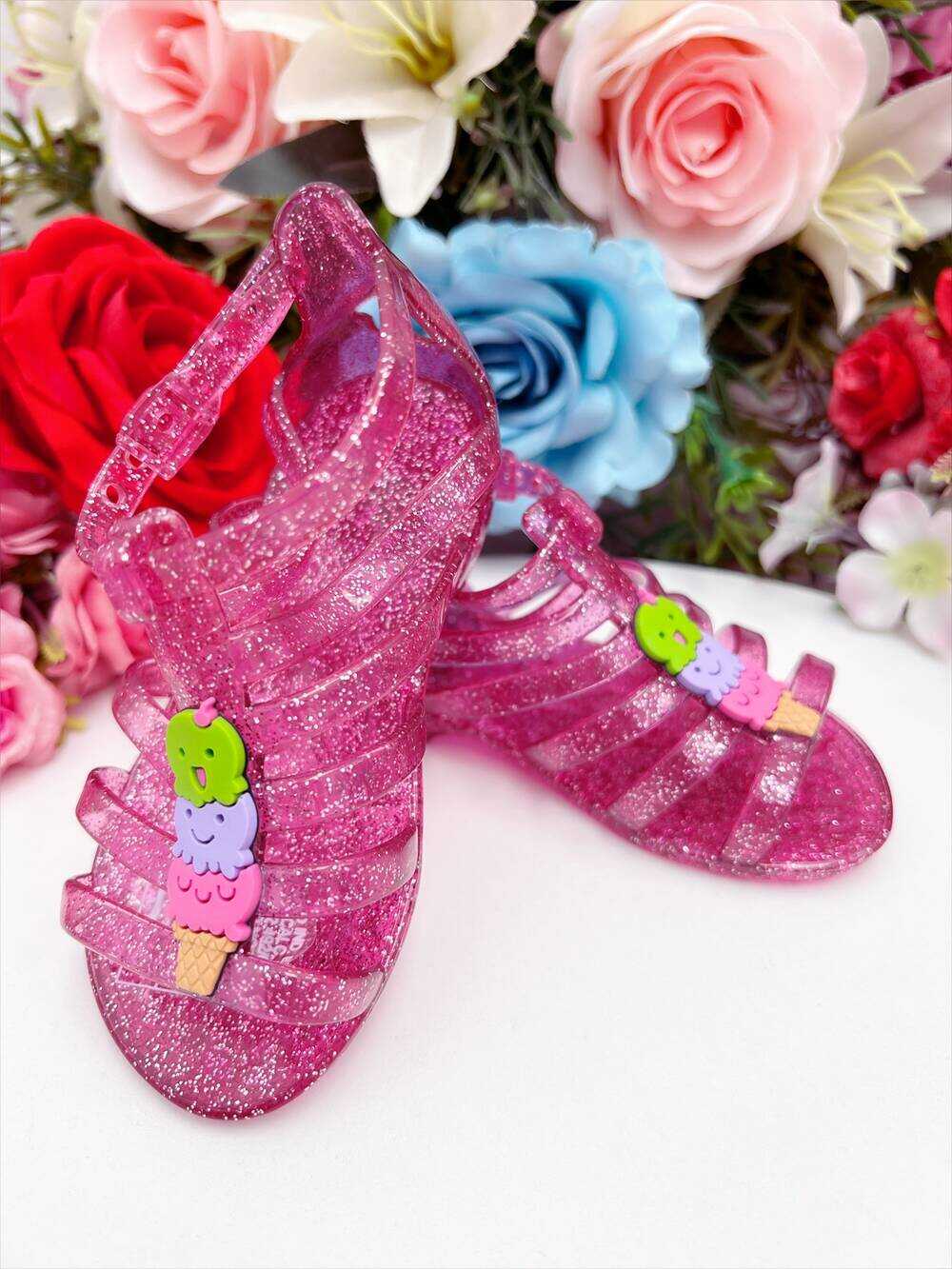 Sandália Infantil Gladiadora Baby Sorvete Maxi Glitter Rosa