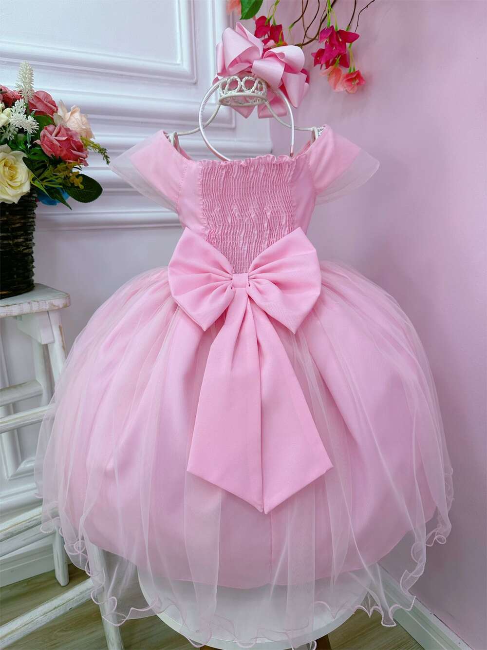 Vestido Infantil Princesa Aurora Com Busto Trançado