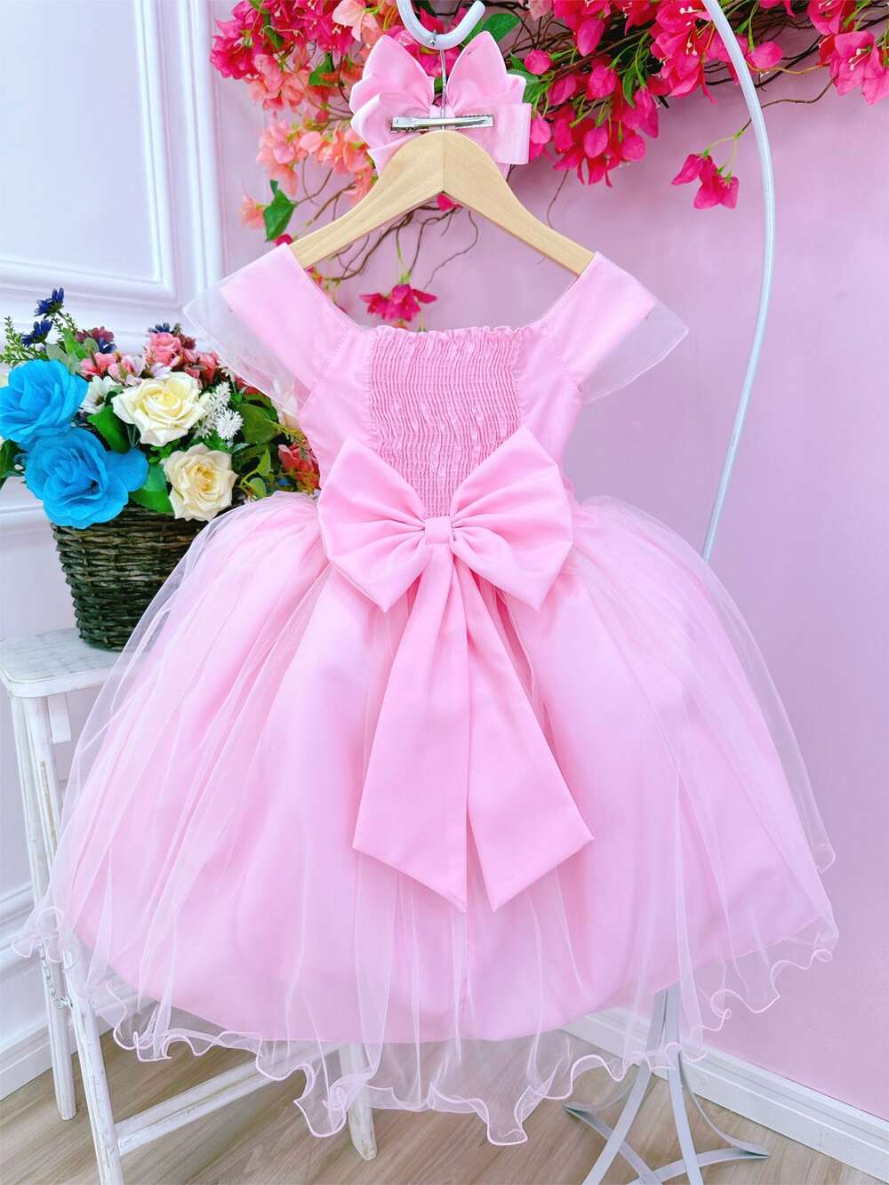 Vestido Infantil Princesa Aurora Com Busto Trançado