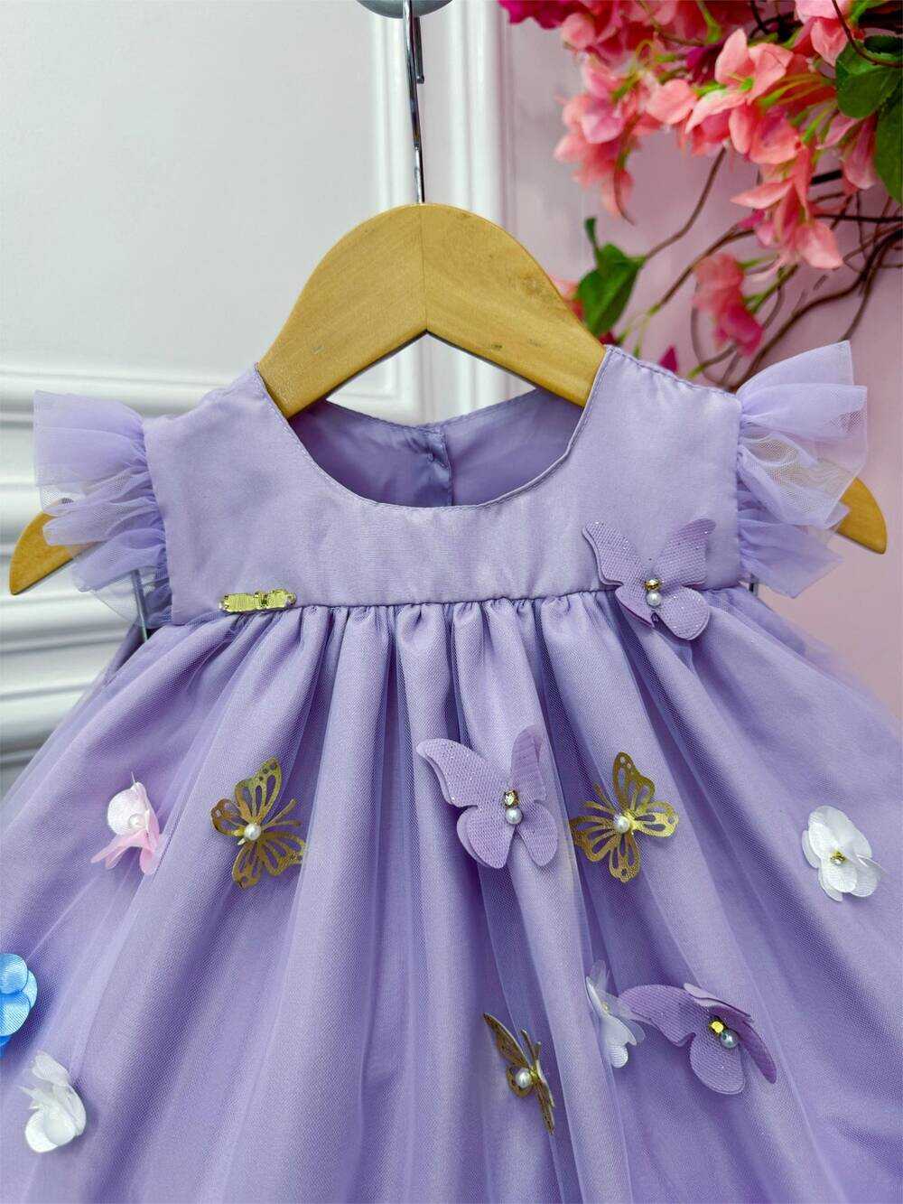 Vestido Infantil Bebê Lilás Jardim Encantado Luxo