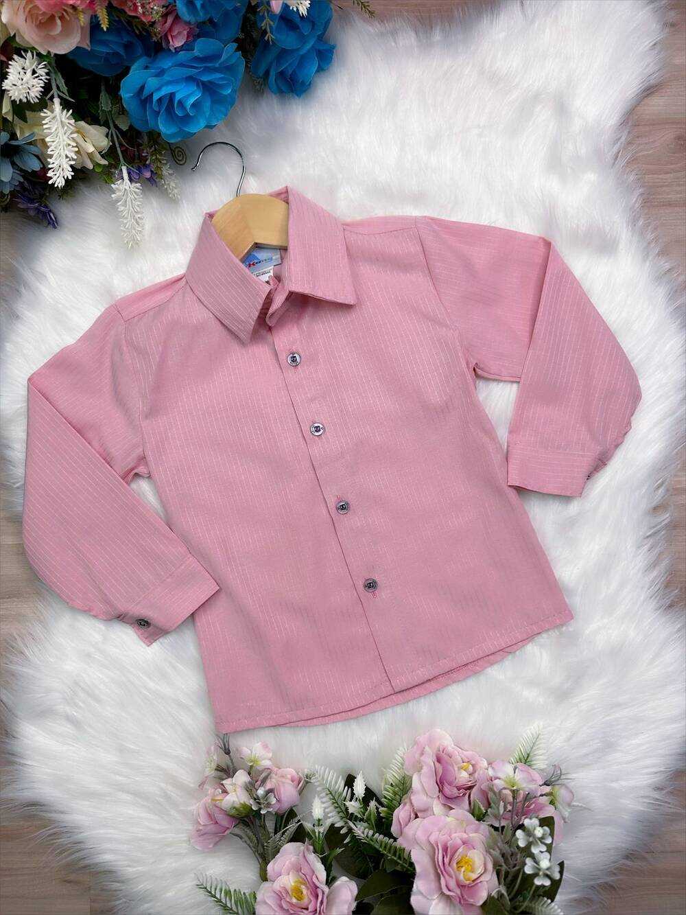 Camisa Social Rose Com Manga Longa Príncipes