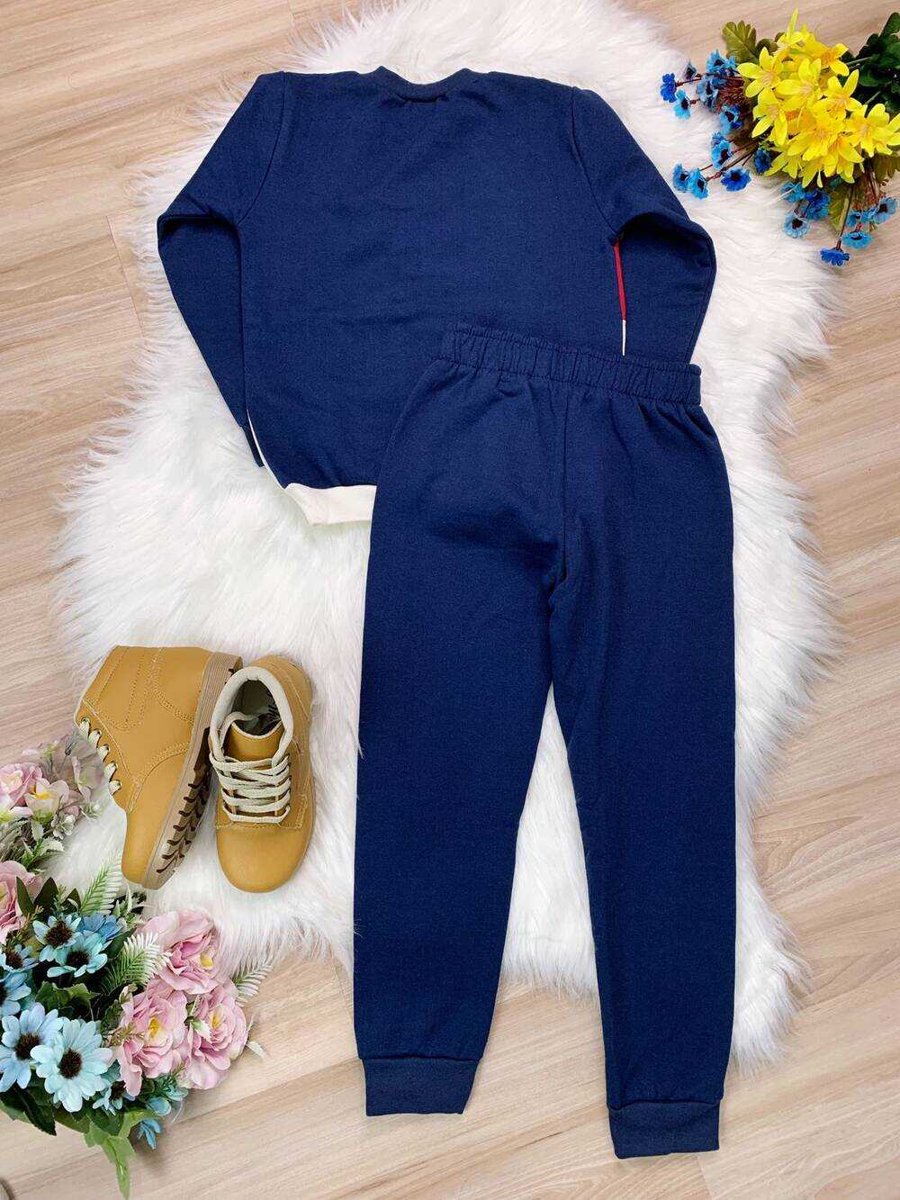 Conjunto de Moletom Blusa e Calça Azul Marinho NYC