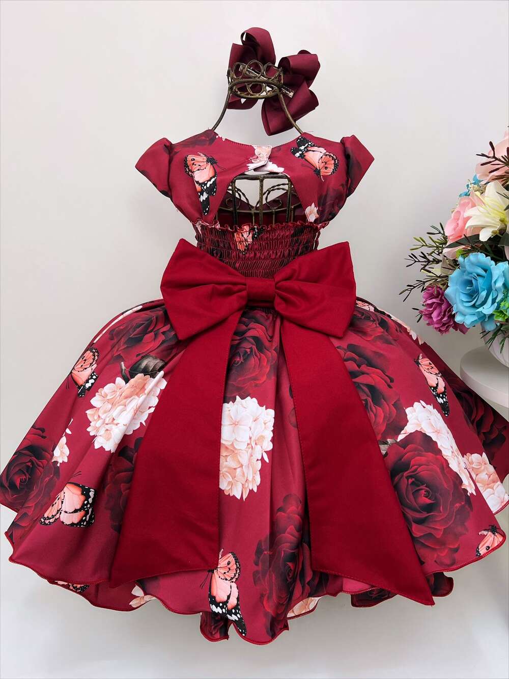 Vestido Infantil Marsala Dama De Honra Aniversário Casamento