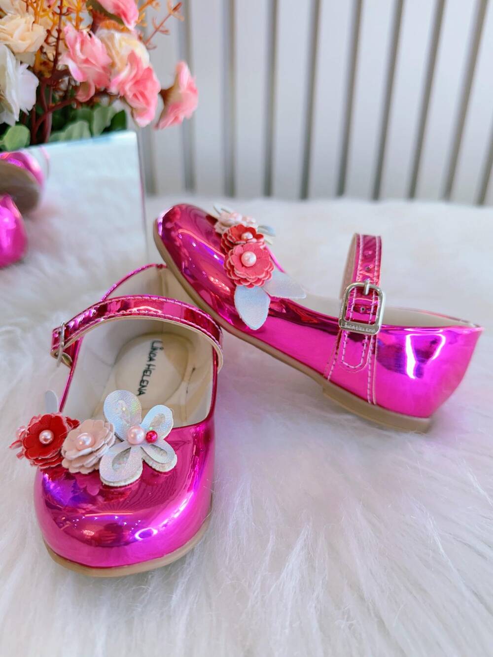 Sapatinho Pink Metalizado Jardim Encantado Luxo