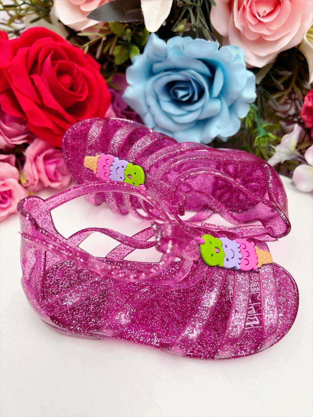 Sandália Infantil Gladiadora Baby Sorvete Maxi Glitter Rosa