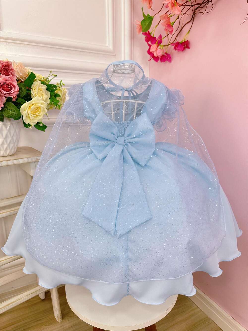 Vestido Infantil Princesas Frozen Elsa e Anna C/ Capa