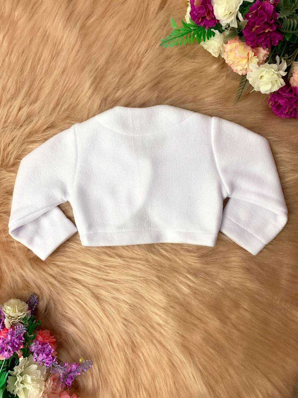 Bolero Infantil Branco Soft C/ Botão Luxo