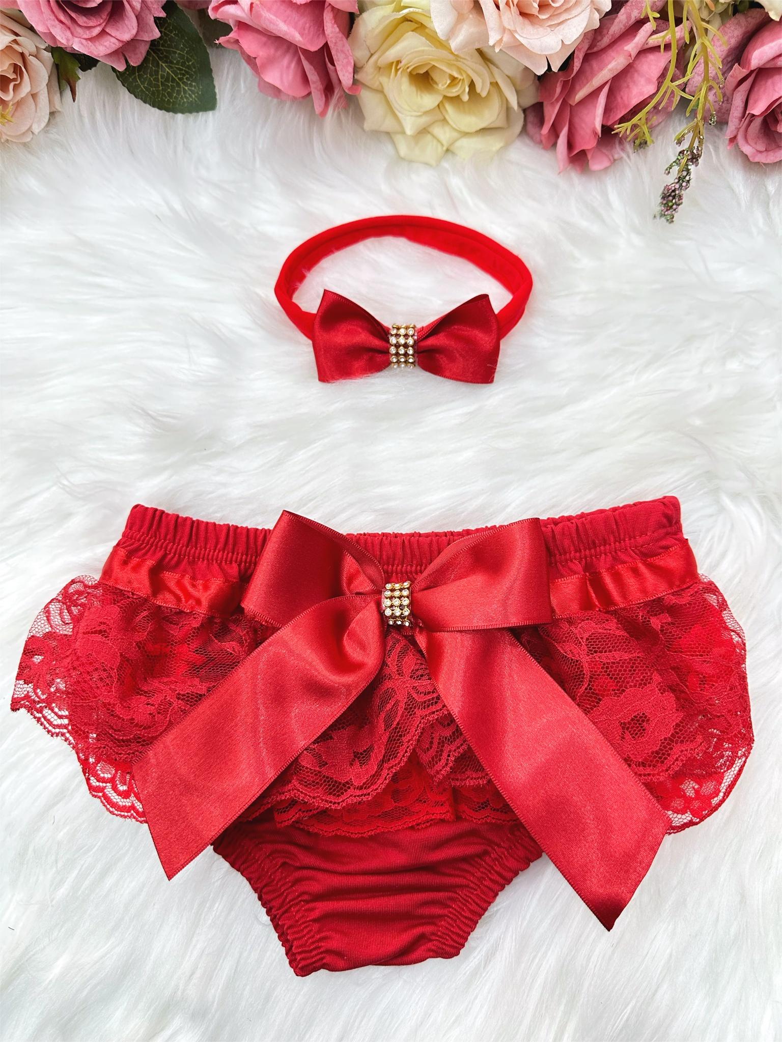 Kit Calcinha Bunda Rica C/ Faixa e Lacinho Strass Várias Cores