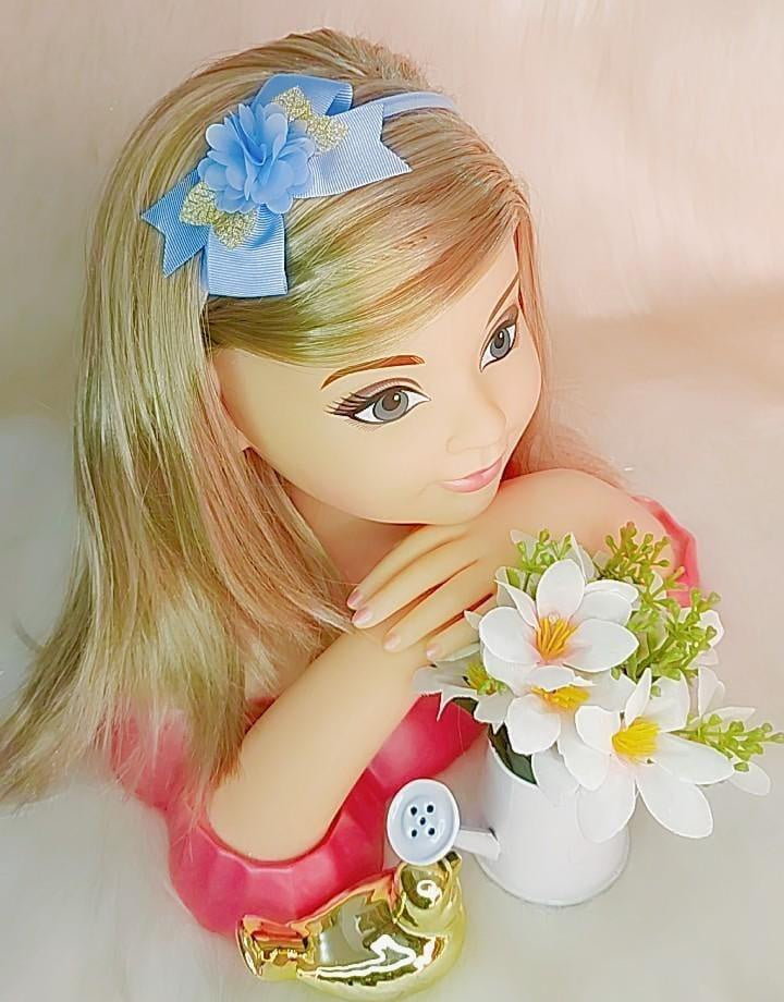 Faixinha de Cabelo Bebê Aplique de Flor Dourada Várias Cores