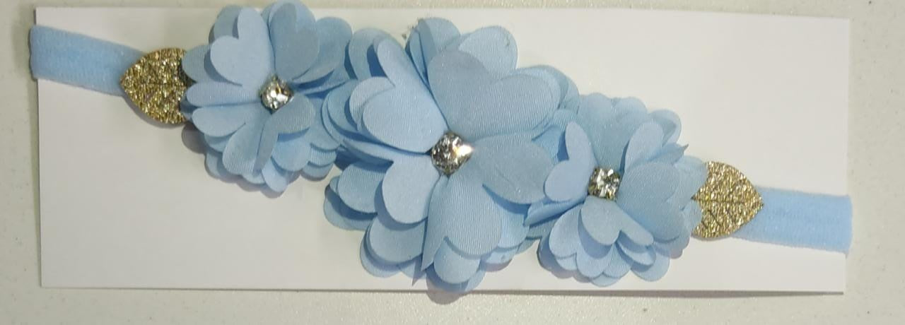 Faixinha de Cabelo Bebê C/ Laço Strass Florzinha Várias Cores