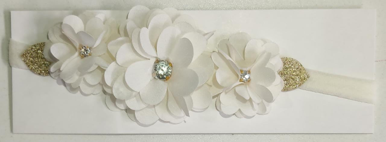 Faixinha de Cabelo Bebê C/ Laço Strass Florzinha Várias Cores