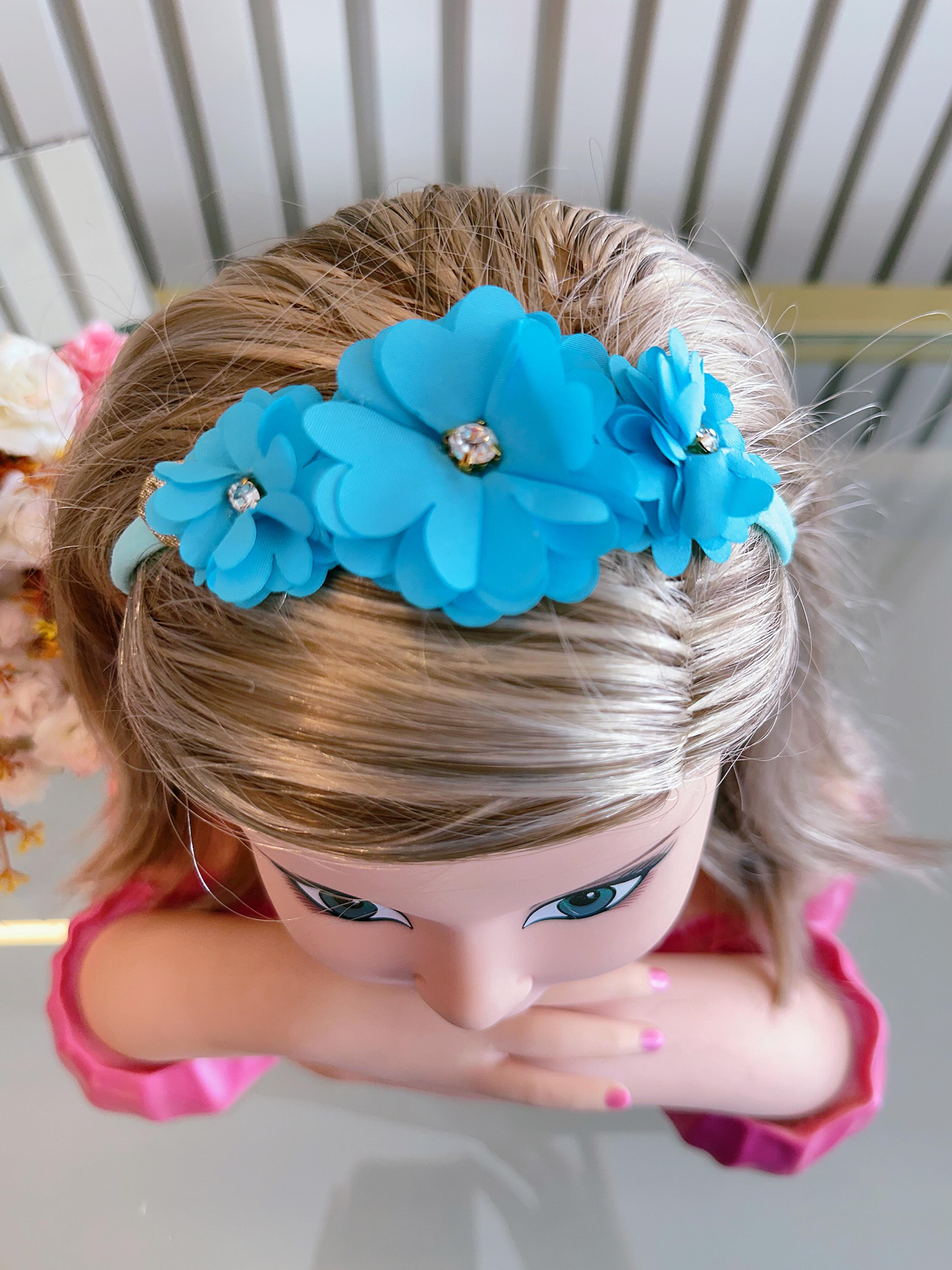 Faixinha de Cabelo Bebê C/ Laço Strass Florzinha Várias Cores