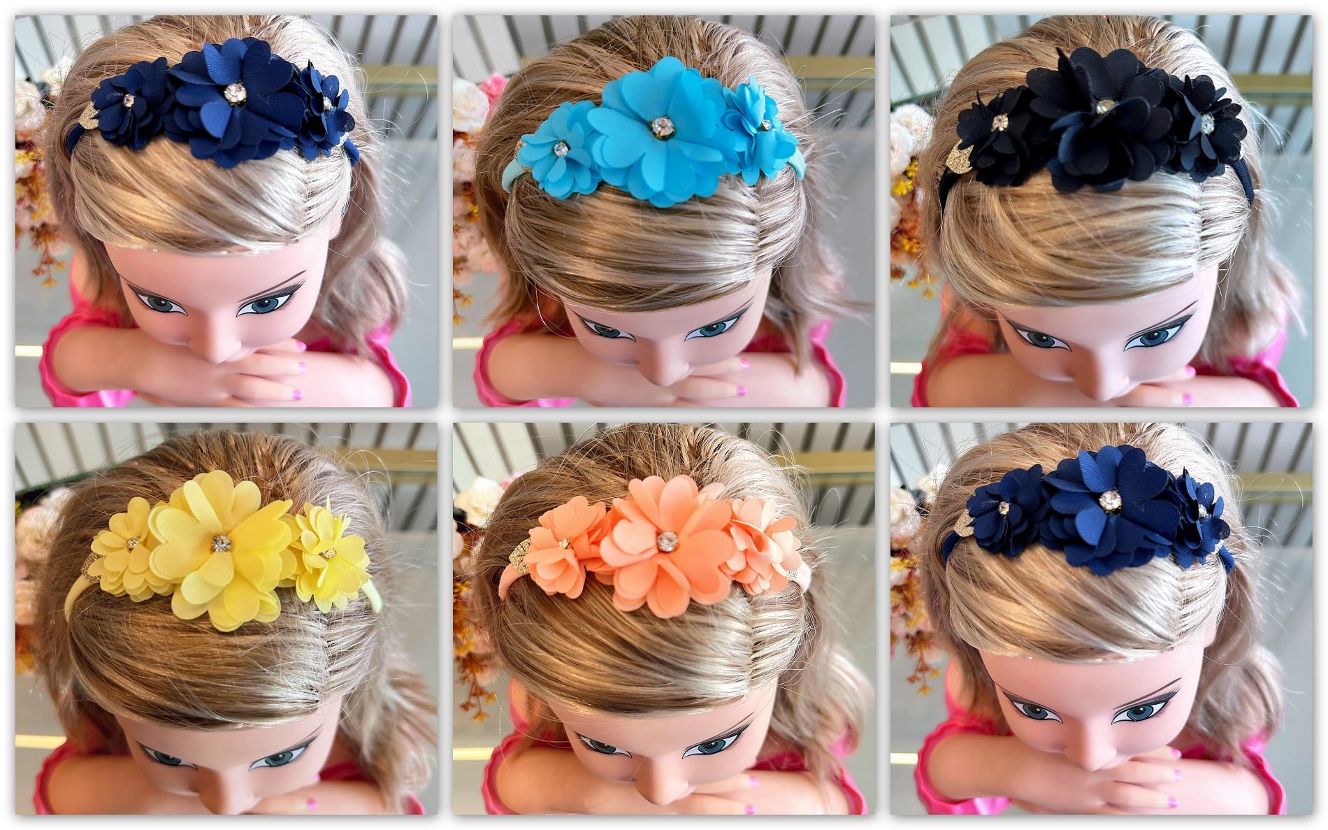 Faixinha de Cabelo Bebê C/ Laço Strass Florzinha Várias Cores