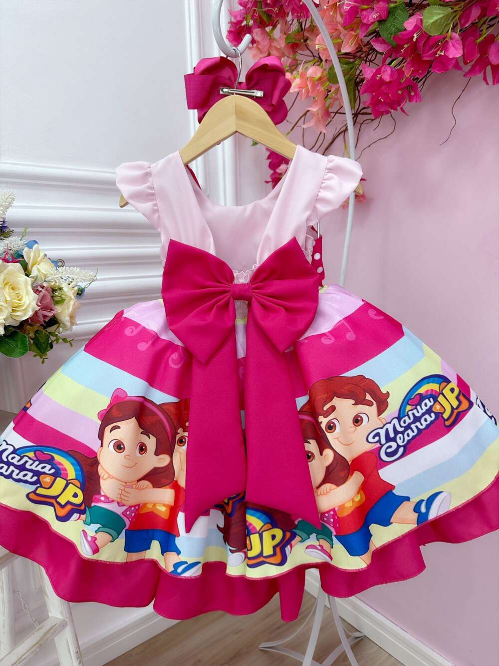 Vestido Infantil Rosa Maria Clara e JP Luxo