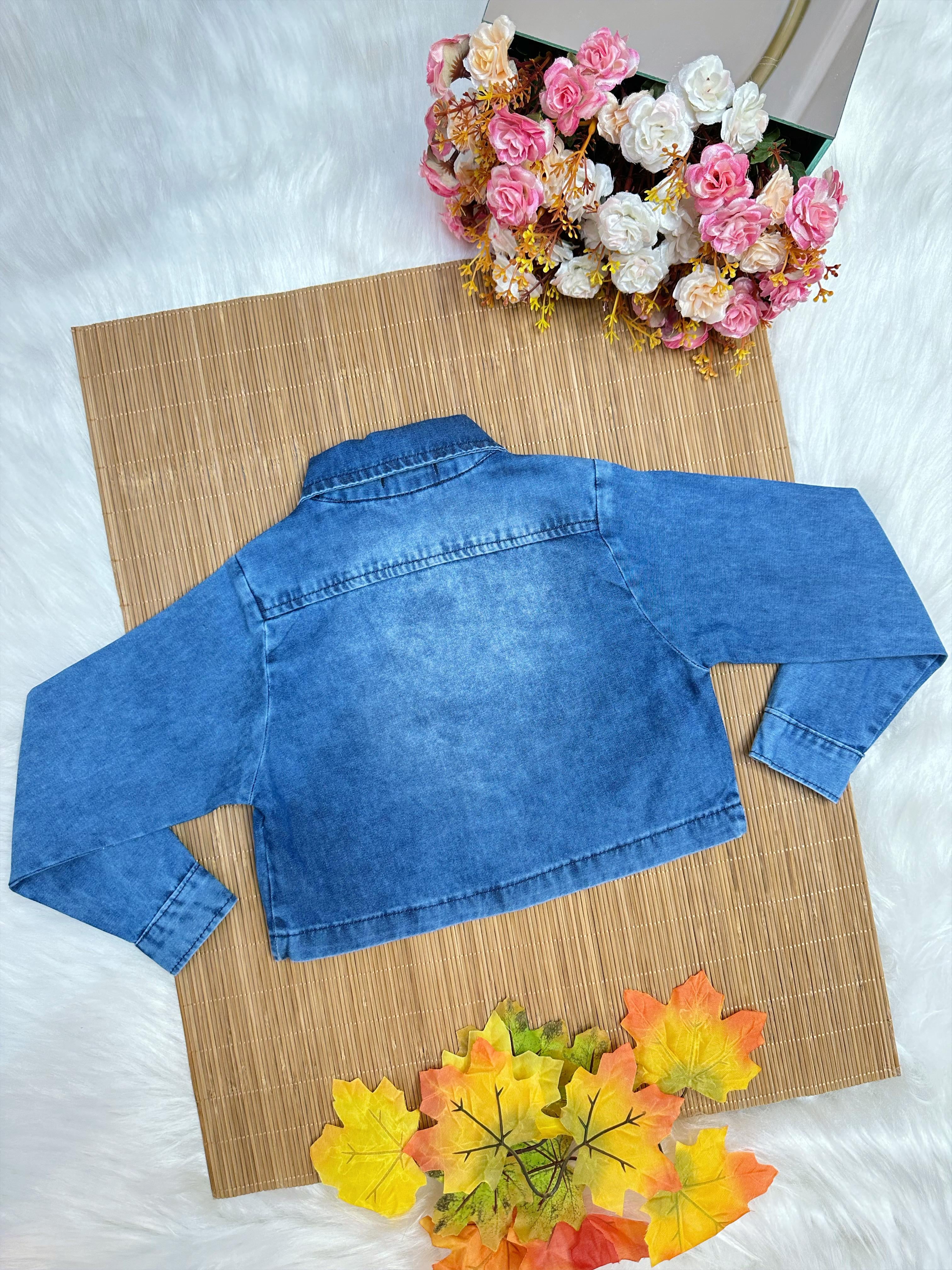 Jaqueta Infantil Jeans Azul Casual Luxo