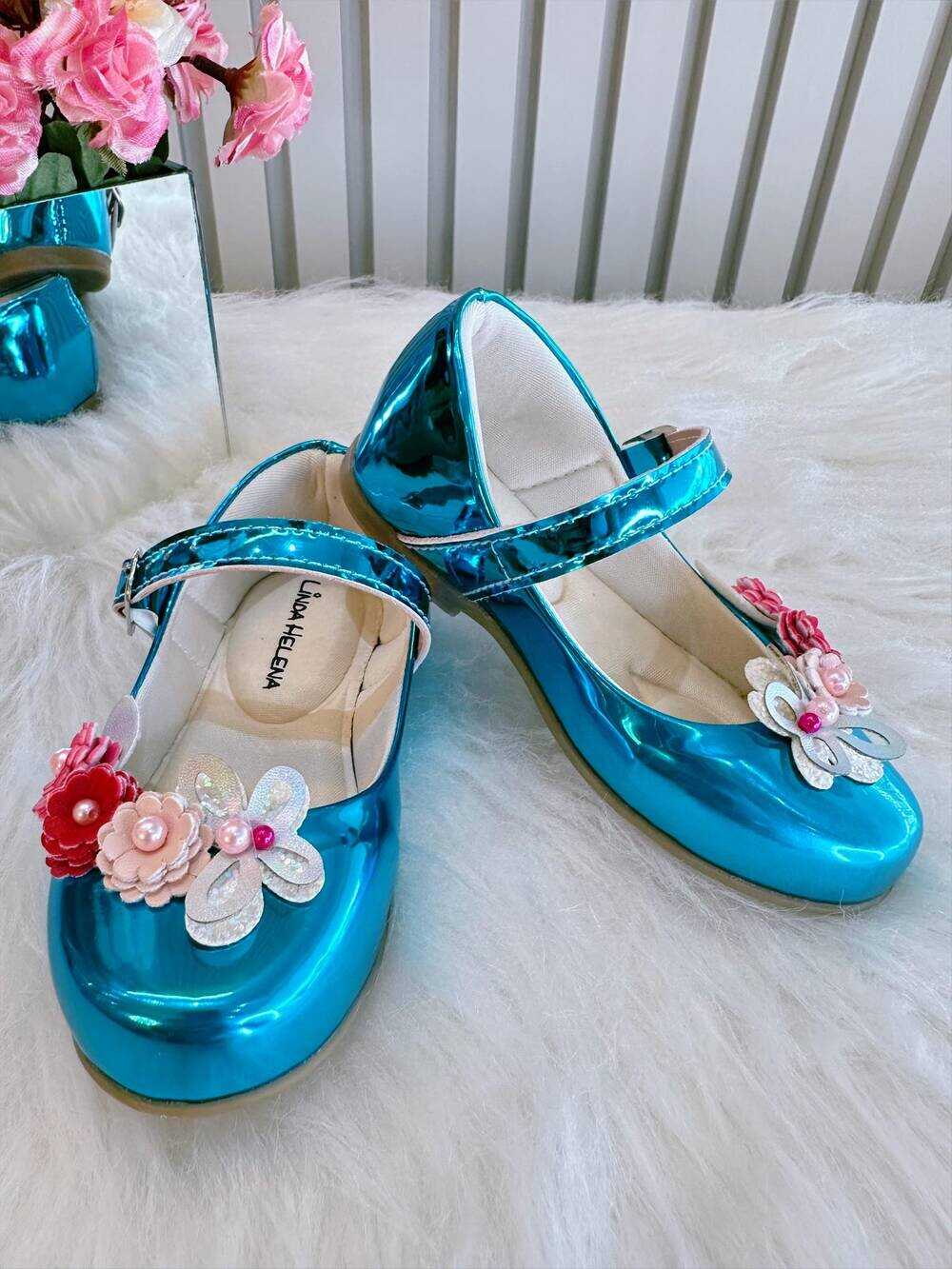 Sapatinho Turquesa Metalizado Jardim Encantado Luxo