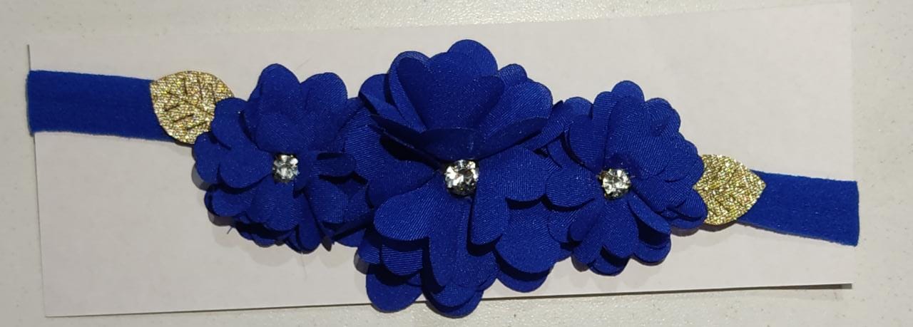 Faixinha de Cabelo Bebê Laço Azul Royal Strass Florzinha