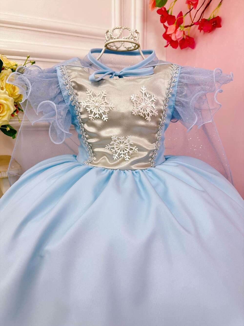 Vestido Infantil Princesas Frozen Elsa e Anna C/ Capa