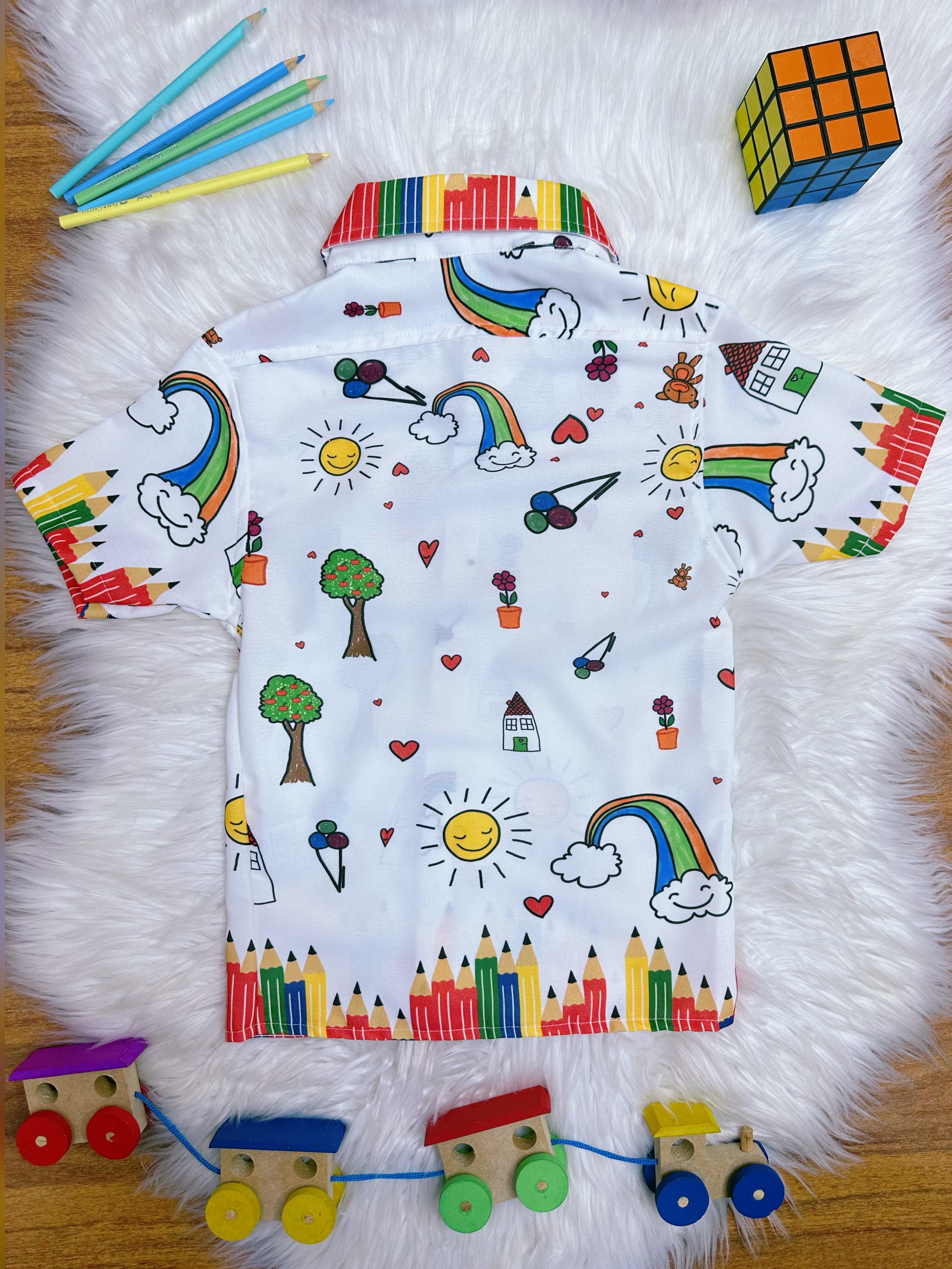 Camisa Aquarela Com Gravatinha Festas Luxo