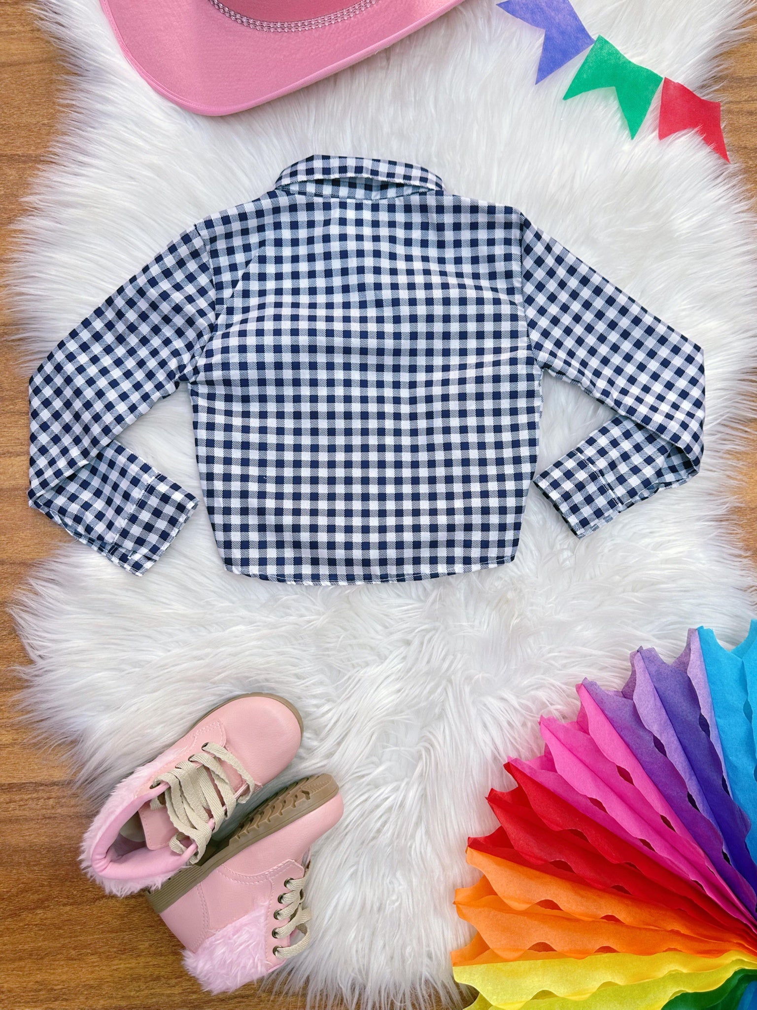 Camisa Meninas Junino Caipira Branca Com Xadrez Azul