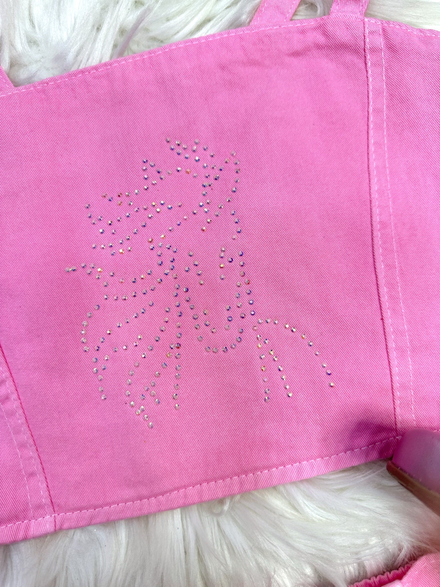 Conjunto Infantil Blusa e Short Sarja Rosa Boiadeira Casual